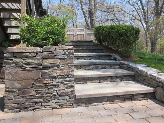 Stacked Stone Steps & Blue Stone Entryway